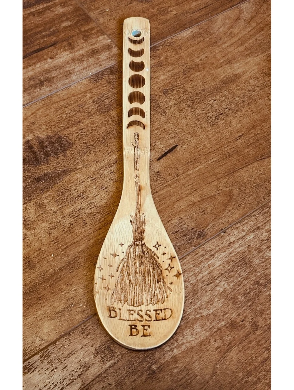 Set of 3 Halloween Themed Wooden Cooking Spoons with Engraved Designs